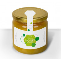 Kleine Gewährverschlussetiketten "Wabenfreude" mit runder Deckellasche