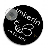 Imkerin-im-Einsatz Schild "Herzbiene" mit Saugnapf - Lagerprodukt