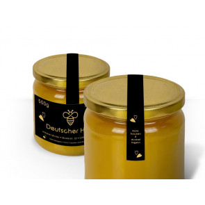 Siegeletiketten "Goldbiene" auf Glas