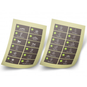 Vorbedrucktes Gewürzetikett (Set mit 24 Aufklebern)