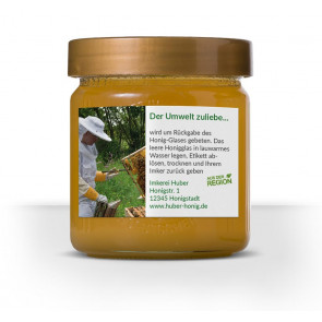 DIB-konformes Rückenetikett "FotoStyle" auf Honigglas