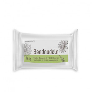 Kleines Hofladen-Etikett "Bandnudeln" für viele andere Köstlichkeiten