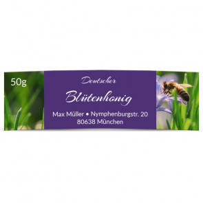 Mini-Honigglasetikett "Blausternchen" in Lila 