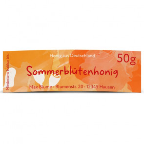 Mini-Etikett "Farbentanz" in Orange für Sommerblütenhonig