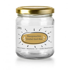 Großes Hofladen-Etikett auf Glas