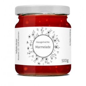 Selbstgemachtes Marmeladenetikett auf Glas