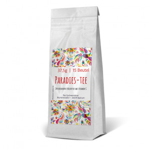 Kleine Teeetiketten "Paradies" (Vorderseite) - Beutel