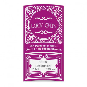 Gin-Etiketten "Klassik Gin" in Pink 