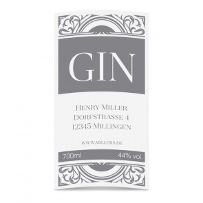 Flaschenetiketten "Pure Gin" in Silbergrau