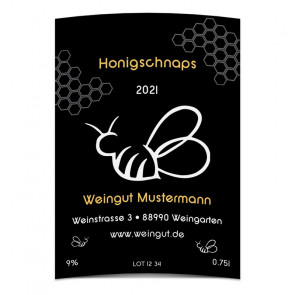 Großes Flaschenetikett "HERZBIENE"