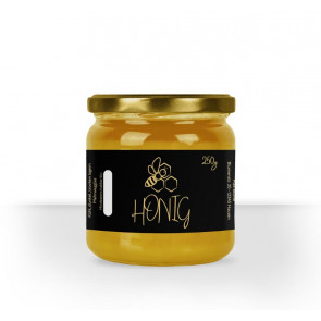 Matter Golddruck auf gold-schwarzem Honigetikett "Amsterdam"