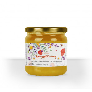 Kleines Etikett "Blumenwiese" auf Glas