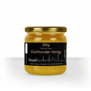 Matter Golddruck auf gold-schwarzem Honigetikett "Dortmund"