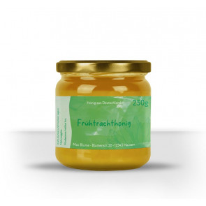 Kleines Etikett "Farbentanz" in Grün auf Honigglas