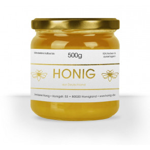 Honigetikett "Flower Bee" auf Honigglas
