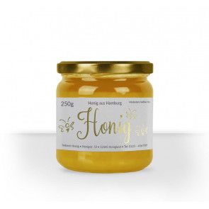 Kleine Honigetikett "Flying Bee" auf Honigglas