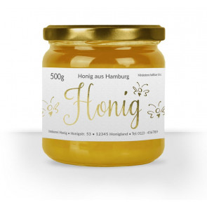 Honigetikett "Flying Bee" auf Honigglas
