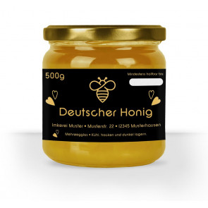 Honigetikett "Goldbiene" auf 500 g Glas