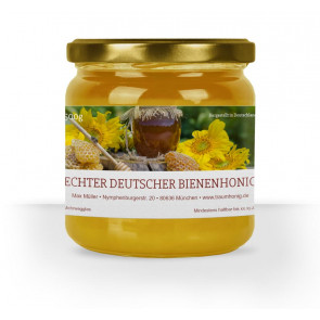 Honigglas-Etiketten "GoldenHoney" (rostrot) auf weißem Papier
