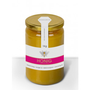 Gewährverschlussetikett "Bee Stripes" in Pink für 1 kg Gläser