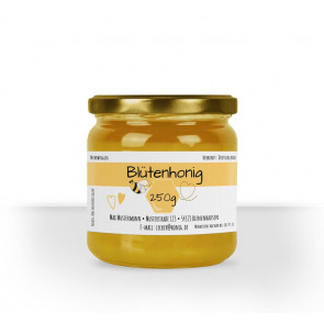 Kleines Etikett "Honigliebe" auf Glas