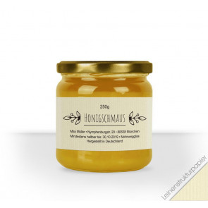 "Klassik Times"- Etiketten auf cremefarbigem Leinenstrukturapier