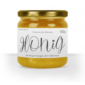 Honigetikett "Lovely" auf dem Honigglas