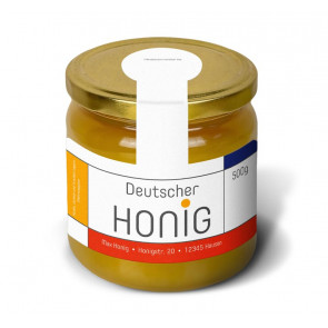 Gewährverschlussetikett "Mondrian" in bunt (auf Honigglas)