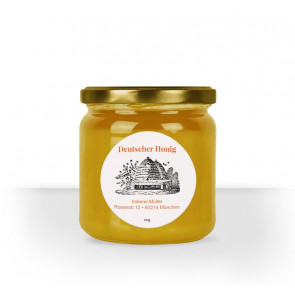 rundes Etikett "Bienenhaus" auf weißem Papier