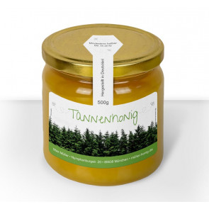 Gewährverschlussetikett "Tannenhonig" auf Glas