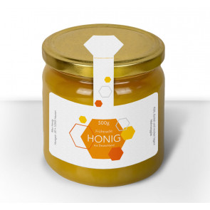 Gewährverschlussetikett "Wabenfreude" in Gelb-Orange