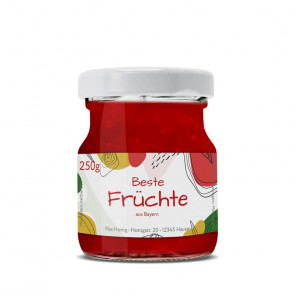 Kleines Etikett "Free" auf Marmeladenglas