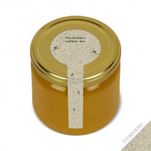 Frischesigel "Blütenhonig" (Graspapieretiketten) auf Honigglas