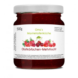 Aquarelletikett "Obstkorb" auf Glas