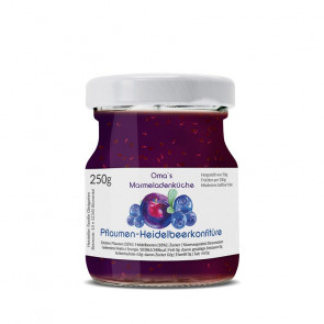 Aquarelletikett "Pflaume-Heidelbeer" auf Glas