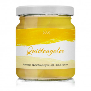 Etikett "Quittentraum" auf dem Glas