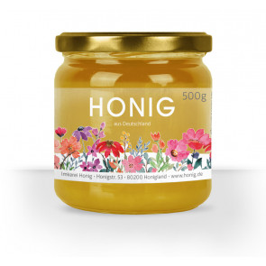 Transparentes Folienetikett "Blumenwiese" für mehr Einblick ins Honigglas