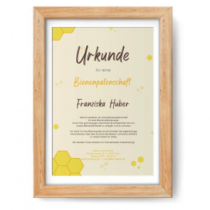 Urkunde im Design "Siegelhonig" im Holzrahmen, eiche-natur
