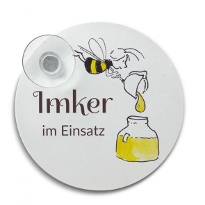 Plakette "Imkerin im Einsatz" mit Saugnapf