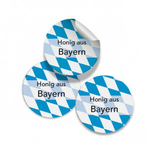 Runde Zusatzetiketten "Honig aus Bayern" Ø 25 mm 