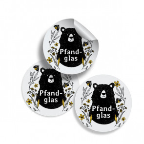 Runde Zusatzetiketten "Pfandbär" Ø 25 mm