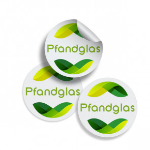 Runde Zusatzetiketten "Pfandglas" (grün) Ø 25 mm