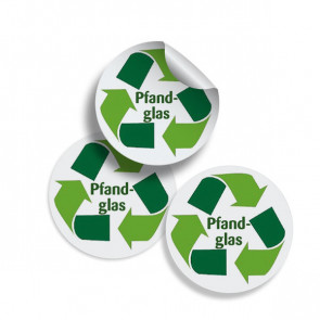 Runde Zusatzetiketten "Pfandglas" (gelb) Ø 25 mm