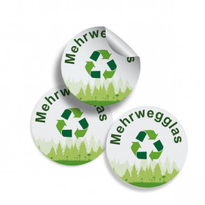 Runde Zusatzetiketten "Mehrwegglas Natur" Ø 25 mm