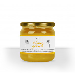 Honigglasetikett "Honiggenuss" auf Glas