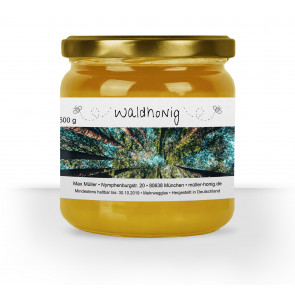 Honigglasetikett "Waldhonig" auf Glas