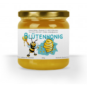 Honigglas-Etikett "Wilde Maja" türkis