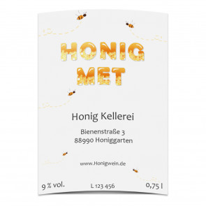 Met Flaschenetiketten "Bienchen"