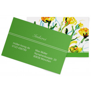 Visitenkarten "Aquarell-Flower" grün