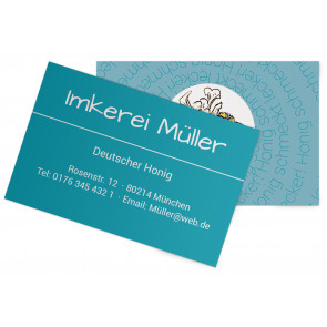 Visitenkarte "Bienenblüte" türkis